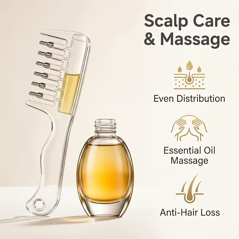 Scalp Oil Applicator Comb – Leak-Proof Serum Dispenser with Roller-Ball Tips