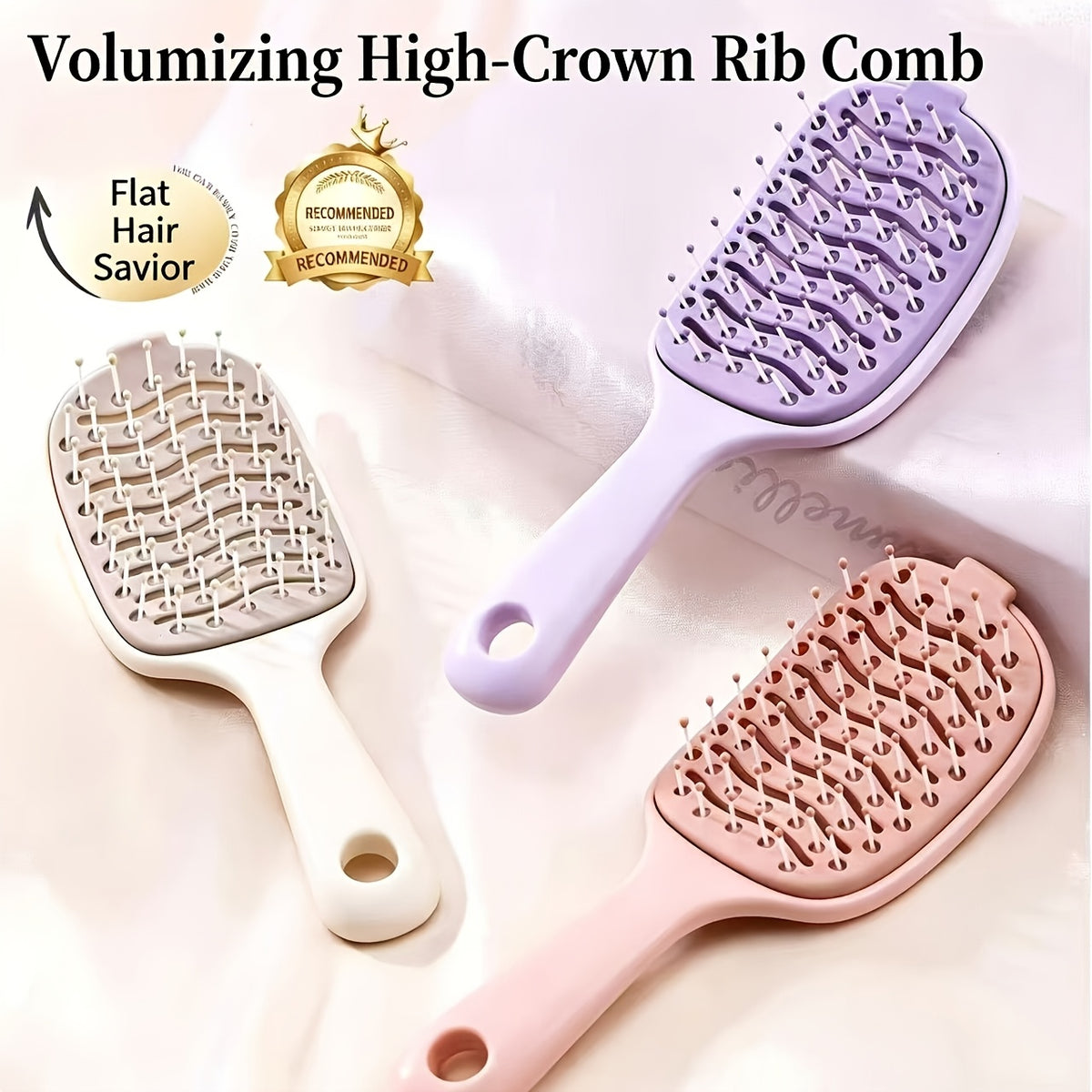 VERSO self-cleaning detangling brush in off-white, lavender and pink