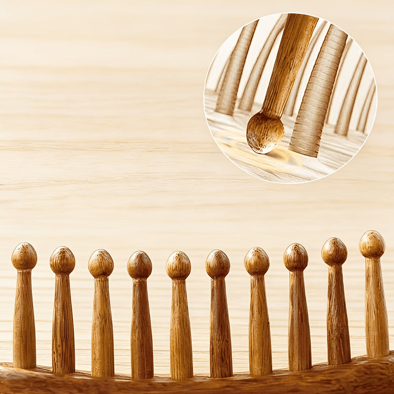 Close-up of polished wooden teeth