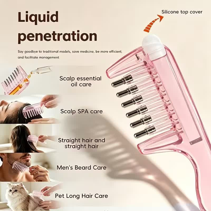 Scalp Oil Applicator Comb – Leak-Proof Serum Dispenser with Roller-Ball Tips