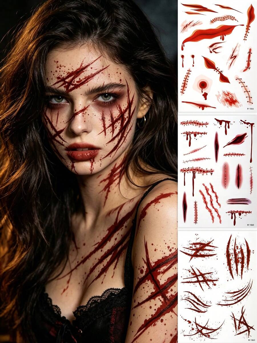 Demon Eye Halloween Temporary Tattoo Stickers - Cute Body Art- 3 Pcs
