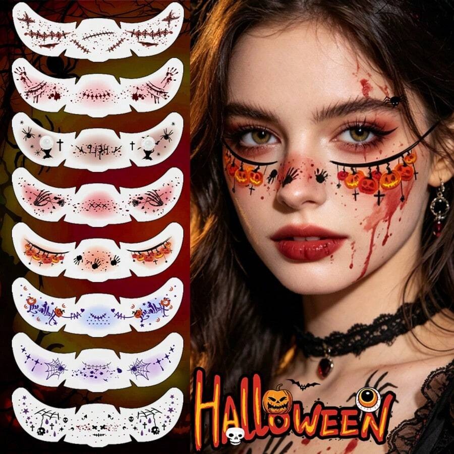 Glitter Freckle Stickers for Halloween  – Rainbow Heart, Star & Dot Temporary Tattoos - 8 Sheets