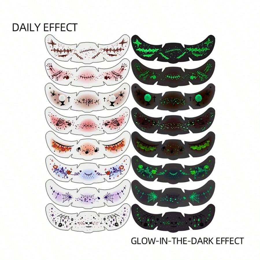 Glitter Freckle Stickers for Halloween  – Rainbow Heart, Star & Dot Temporary Tattoos - 8 Sheets
