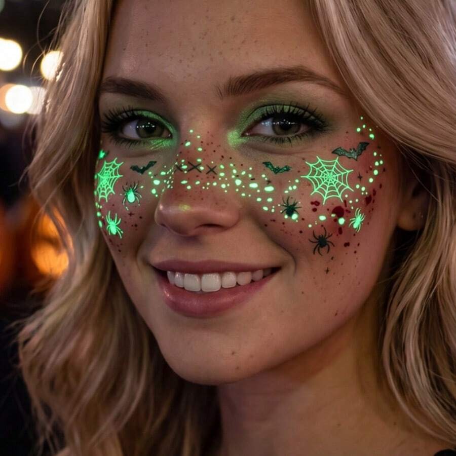 Glitter Freckle Stickers for Halloween  – Rainbow Heart, Star & Dot Temporary Tattoos - 8 Sheets