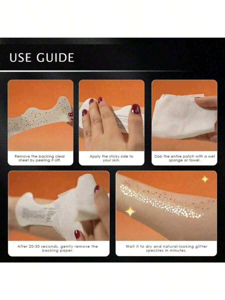 Glitter Freckle Stickers for Halloween  – Rainbow Heart, Star & Dot Temporary Tattoos - 8 Sheets