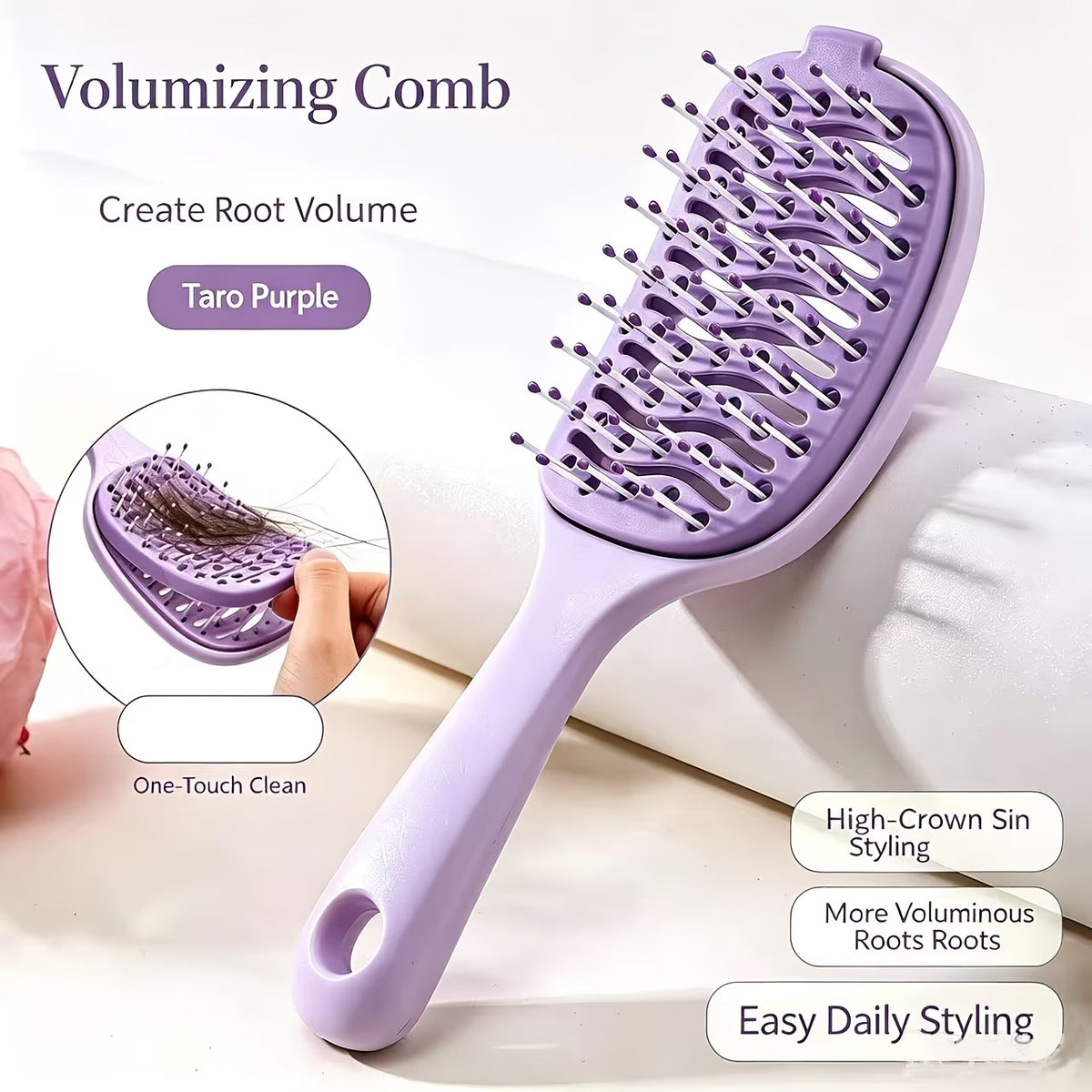 Self-Cleaning Detangling Brush – Volumising Vented Hairbrush with One-Touch Clean