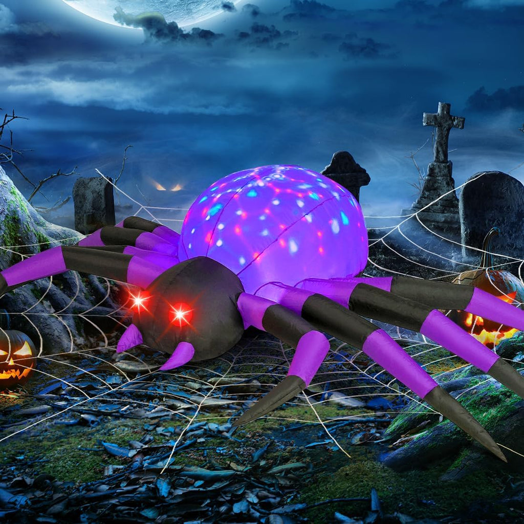 Giant Inflatable Spider - LED Light-Up Halloween Yard Decoration