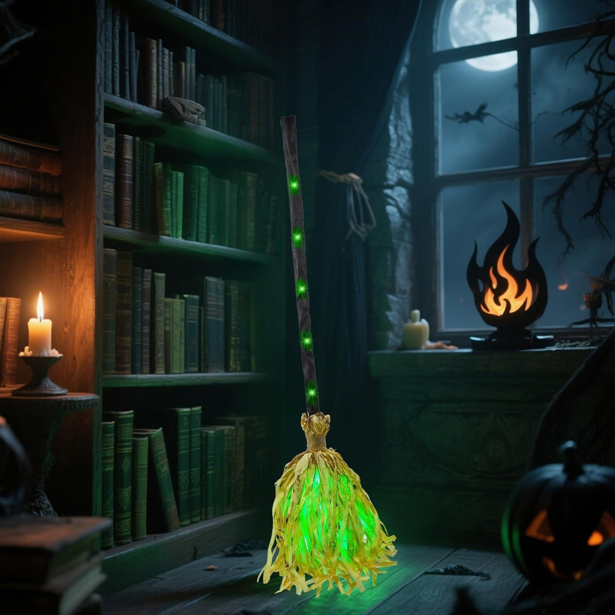 Moving Witch Broomstick - Glowing & Talking Halloween Prop