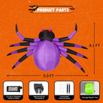 Giant Inflatable Spider - LED Light-Up Halloween Yard Decoration