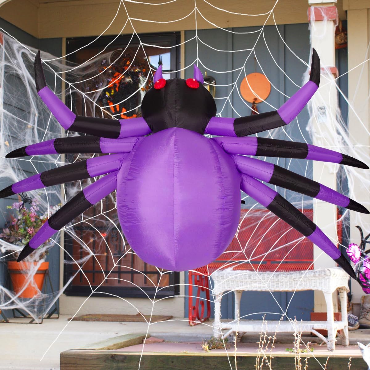 Giant Inflatable Spider - LED Light-Up Halloween Yard Decoration