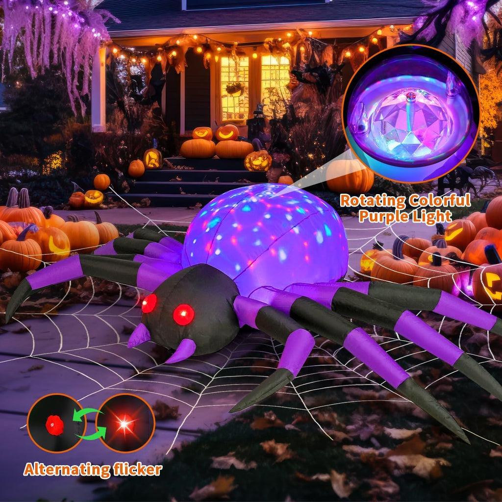 Giant Inflatable Spider - LED Light-Up Halloween Yard Decoration