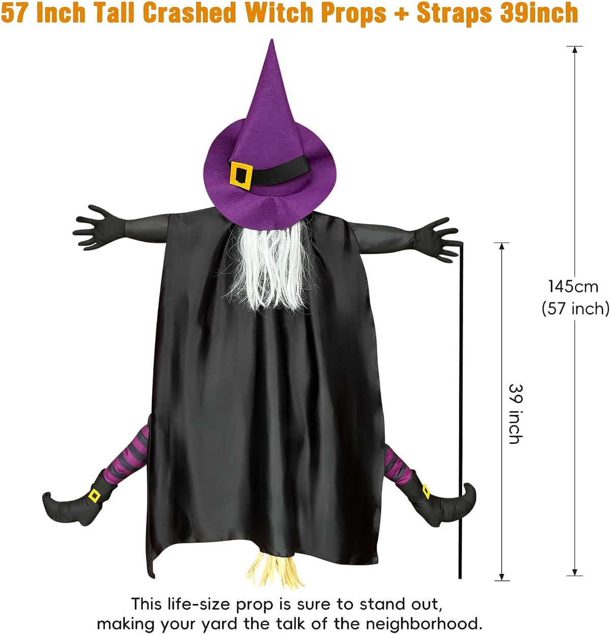 Crashing Witch Tree Decor - Life-Size Halloween Yard Prop