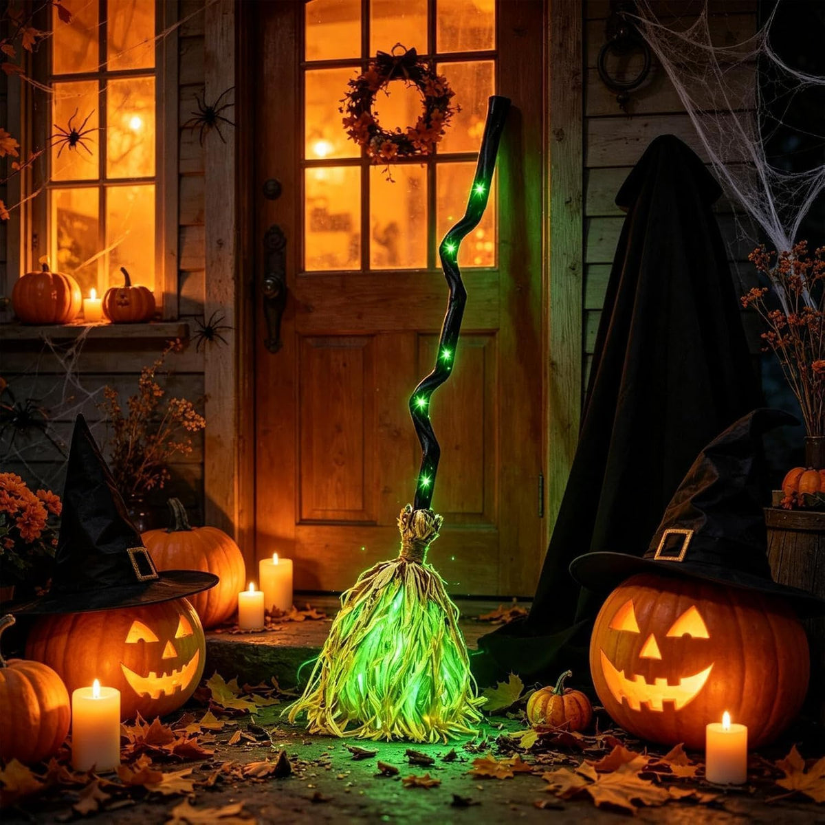 Moving Witch Broomstick - Glowing & Talking Halloween Prop