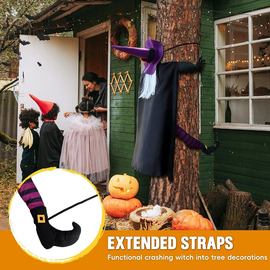 Crashing Witch Tree Decor - Life-Size Halloween Yard Prop