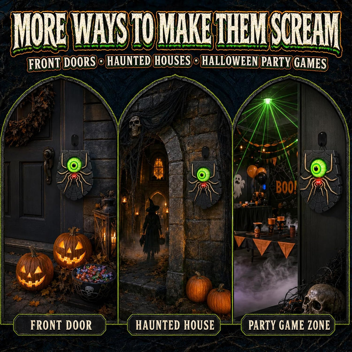 Creepy Animated Eyeball Halloween Door Decoration - Front Door Prop