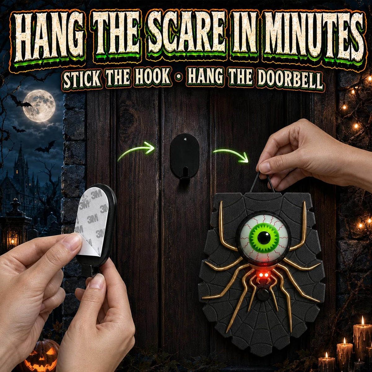 Creepy Animated Eyeball Halloween Door Decoration - Front Door Prop