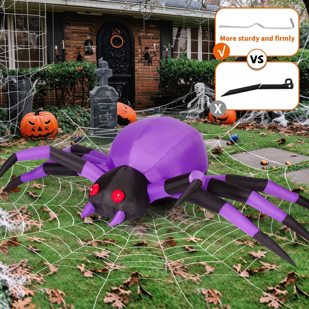 Giant Inflatable Spider - LED Light-Up Halloween Yard Decoration