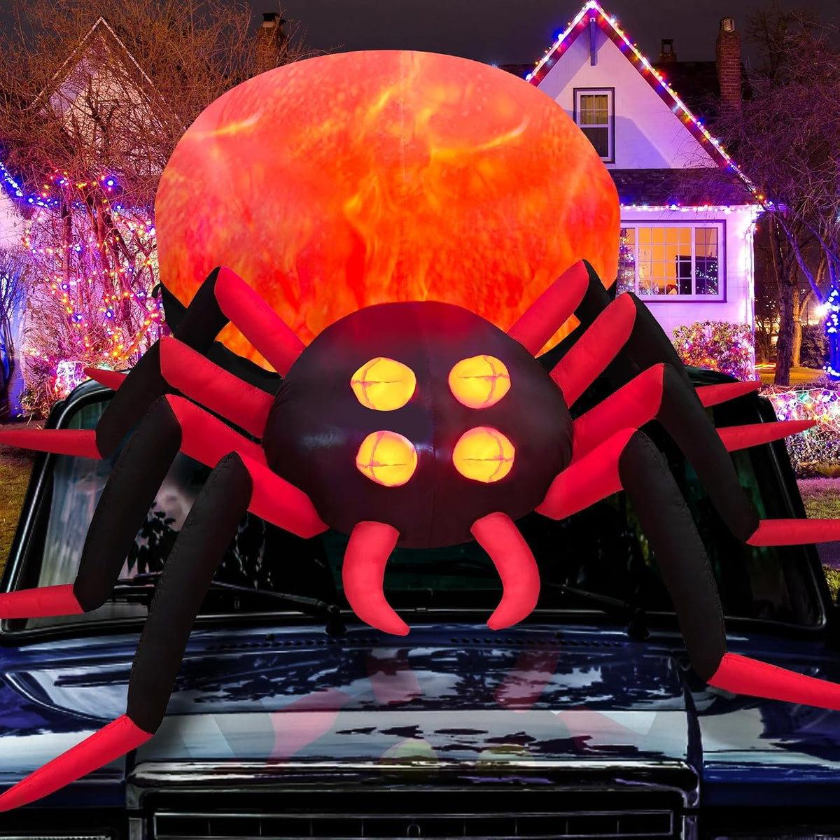 Giant Inflatable Spider - LED Light-Up Halloween Yard Decoration