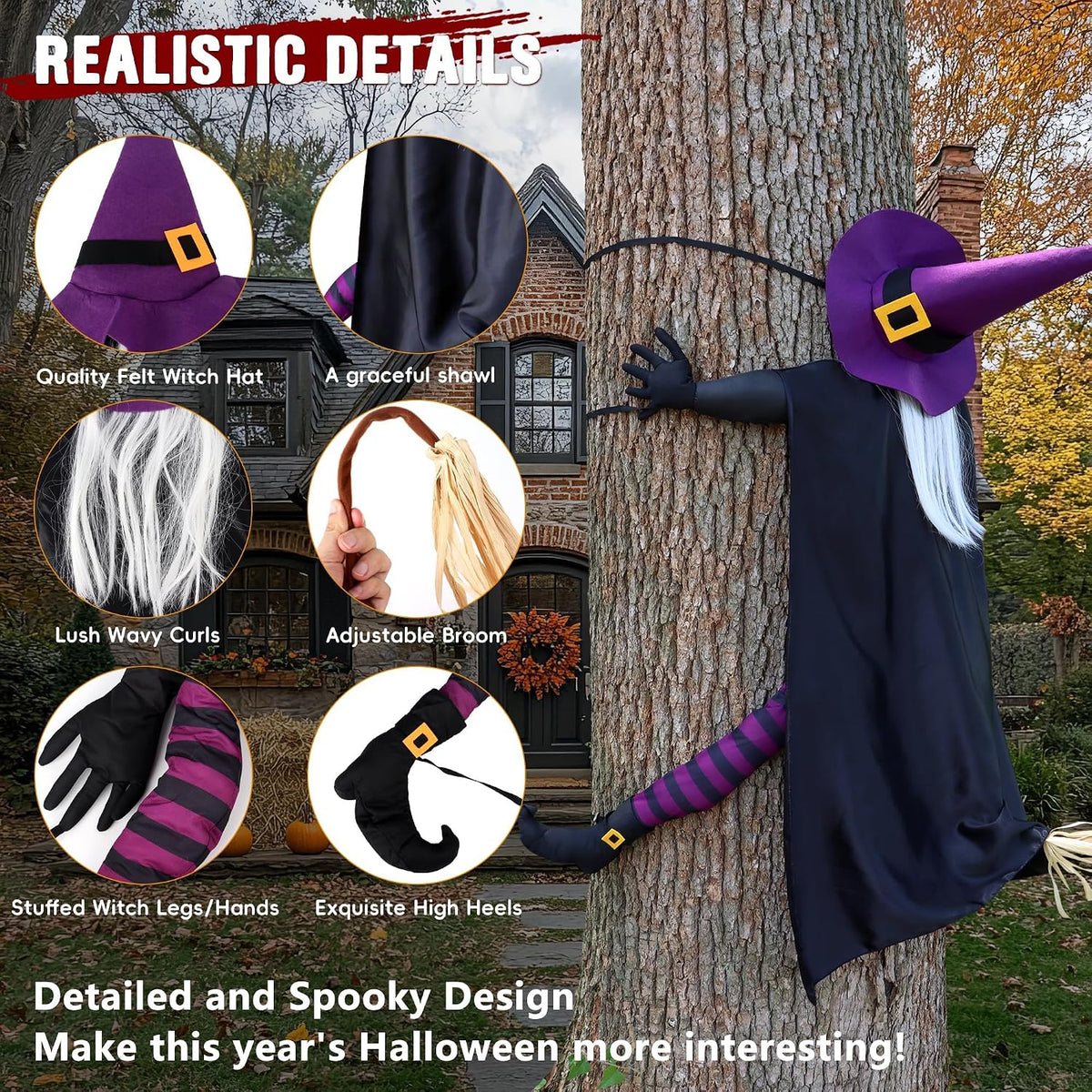 Crashing Witch Tree Decor - Life-Size Halloween Yard Prop