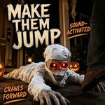 Crawling Mummy Halloween Prop - Sound-Activated with Red Eyes