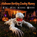 Crawling Mummy Halloween Prop - Sound-Activated with Red Eyes