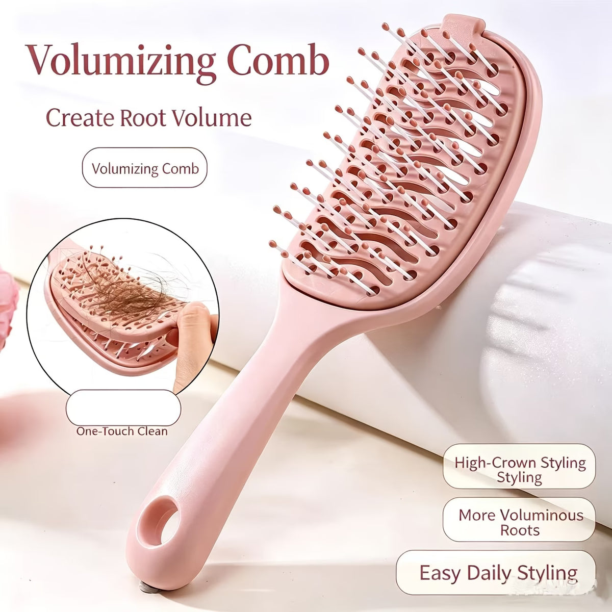 Self-Cleaning Detangling Brush – Volumising Vented Hairbrush with One-Touch Clean